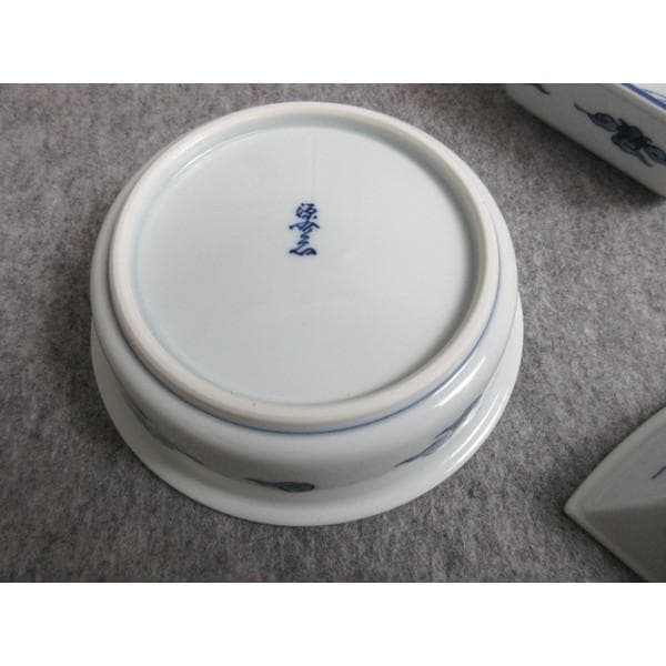 有田焼是木米窯源右衛門作染錦舞鶴文組皿共箱付き [B27255]