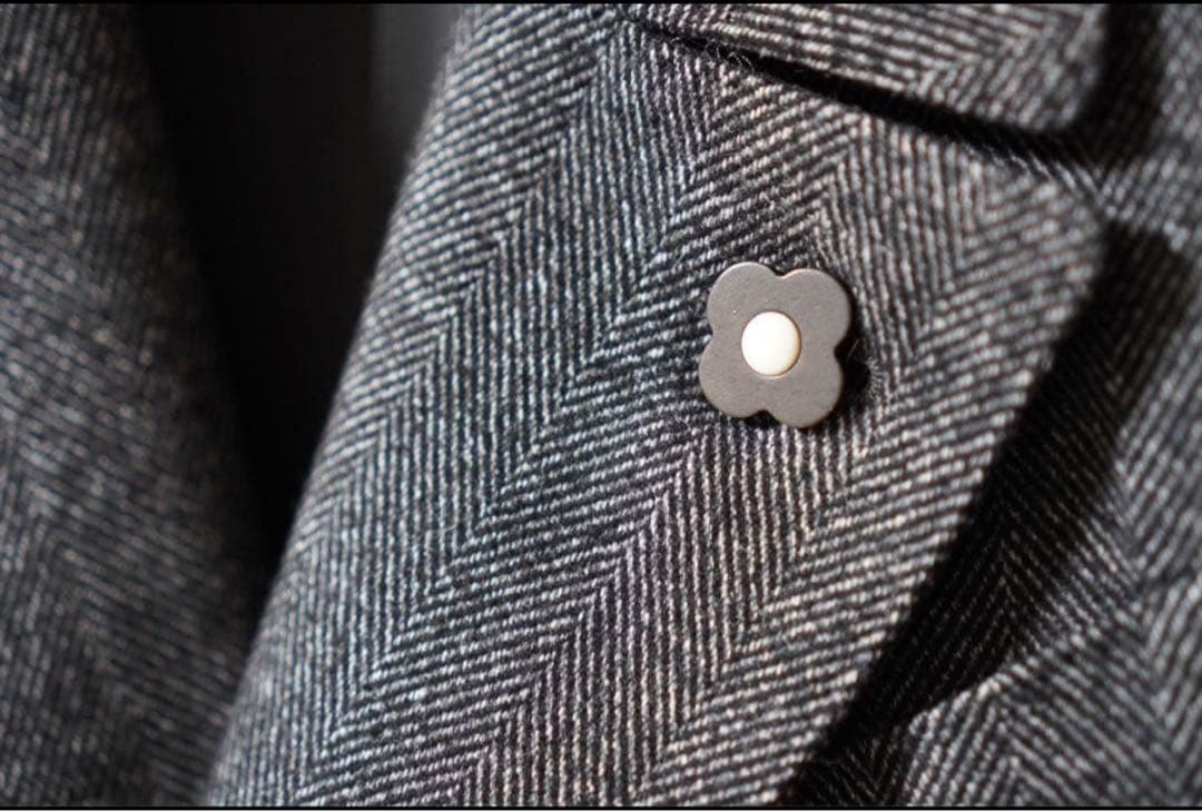 とし LARDINI グレー ヘリンボーン ポロコート 44