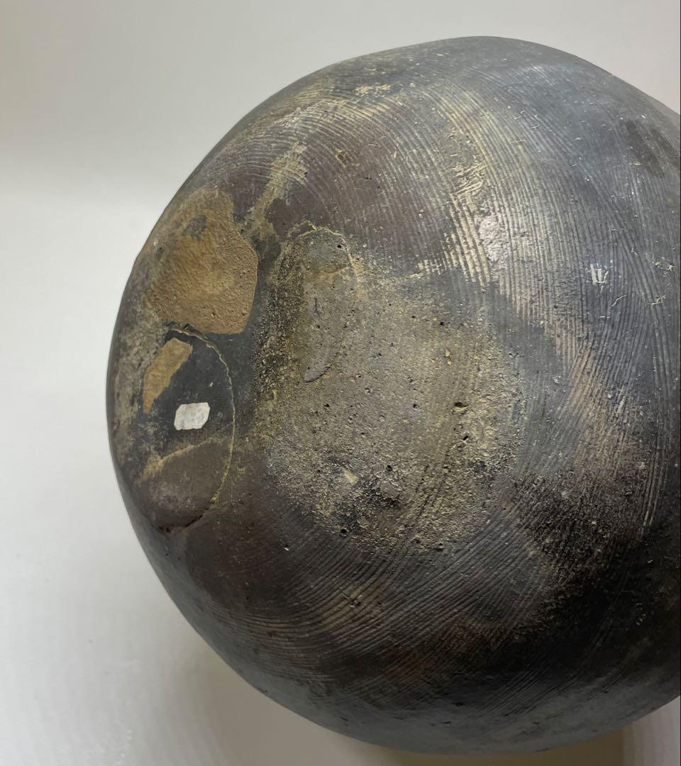 須恵器　波状文広口壺　古壺　胡麻垂れ　花入 　　　k299