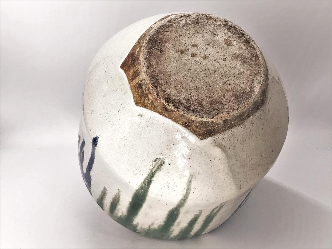 【 すだれ壺 】　信楽焼　アンティーク