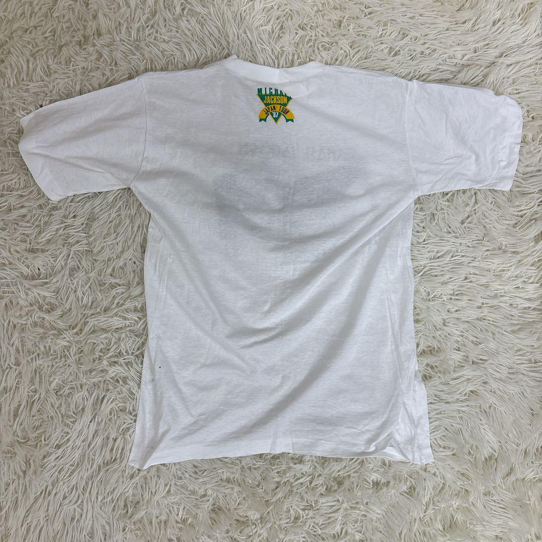 マイケルジャクソン BAD ジャパンツアー Tシャツ 白 L 87年 美品 どの