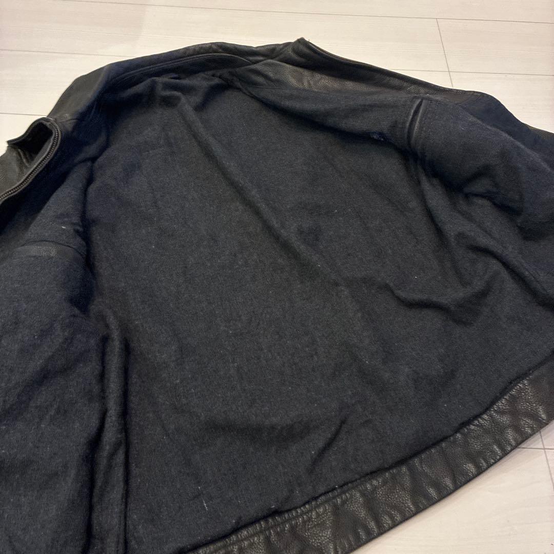 ヴィンテージ レザージャケット 本革 裏地 ウール シボ オールレザー