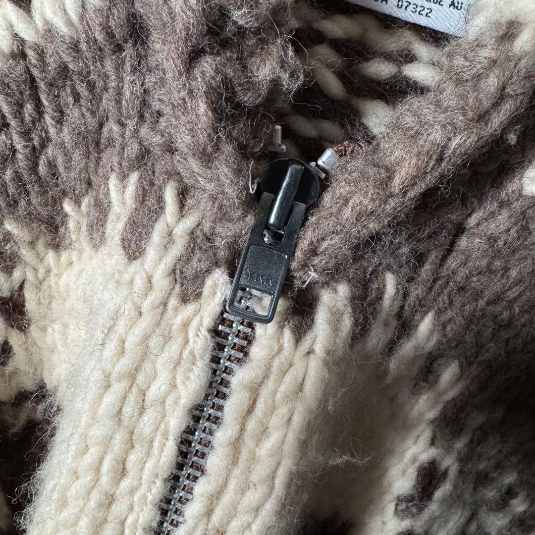 カナダ製★カウチンニット 超肉厚 ノルディック トナカイ ジップアップ XL以上