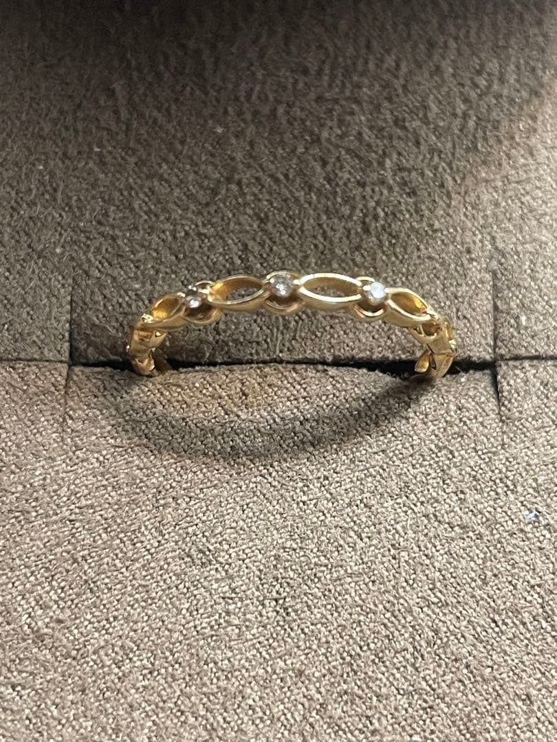 agete K10 コットンレース ダイヤモンドリング 9号