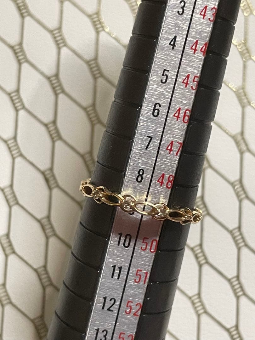 agete K10 コットンレース ダイヤモンドリング 9号