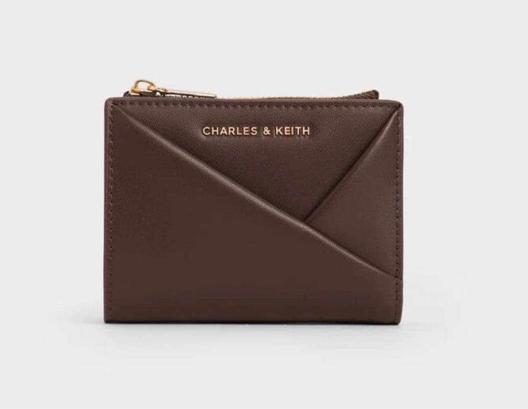 新品〉Midori ミドリ ジオメトリックトップジップウォレット ブラウン