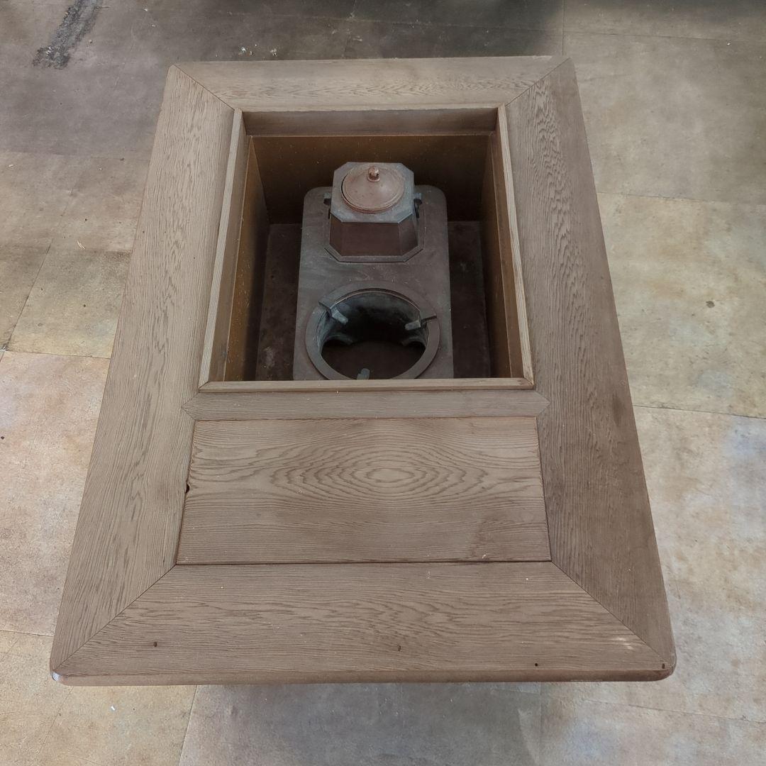 骨董 長火鉢 関西火鉢 ひのき 檜 銅器のどうこう付き 内側銅