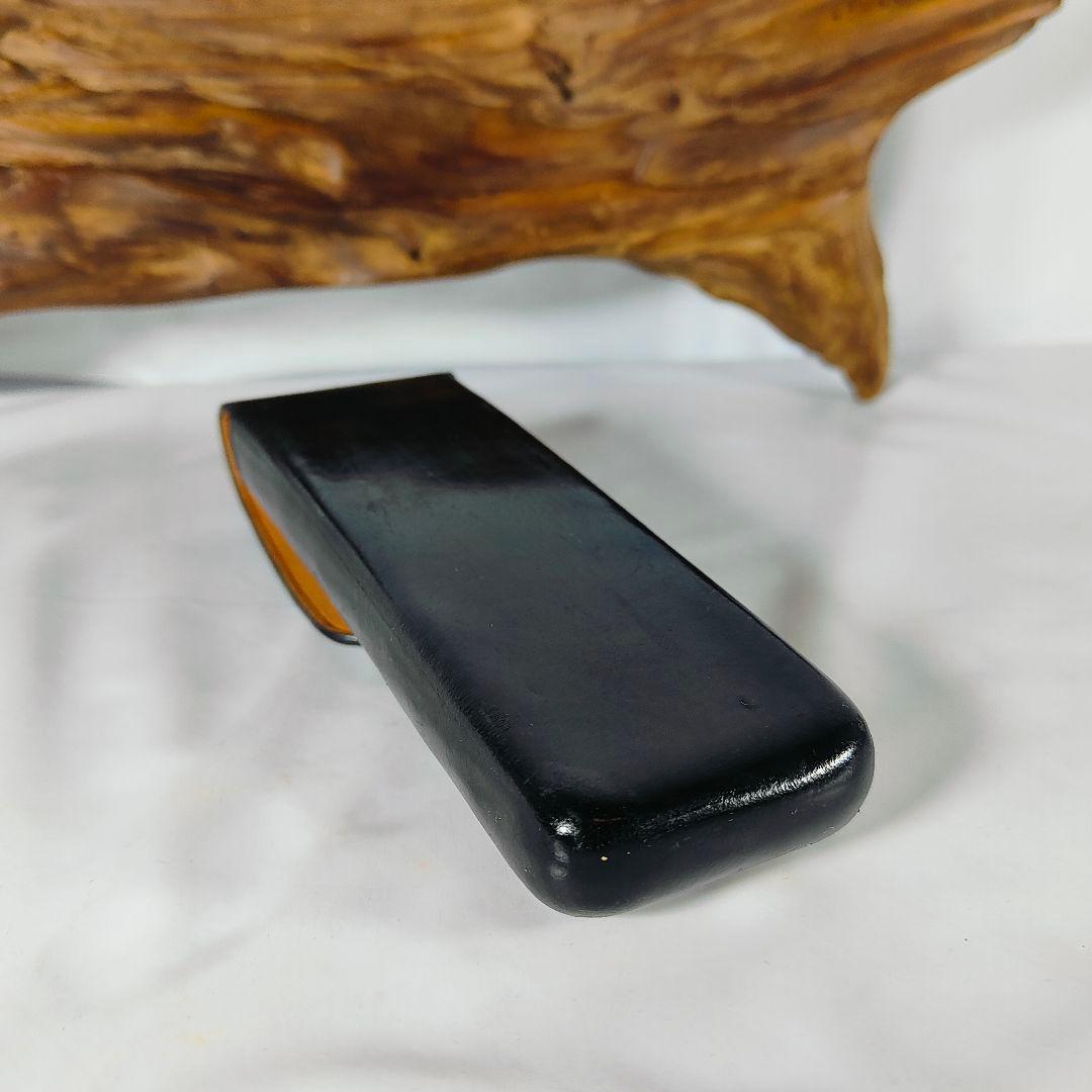 【GANZO／マエストロ2】高級3本差しペンケース　極艶ブラックイタリアンレザー