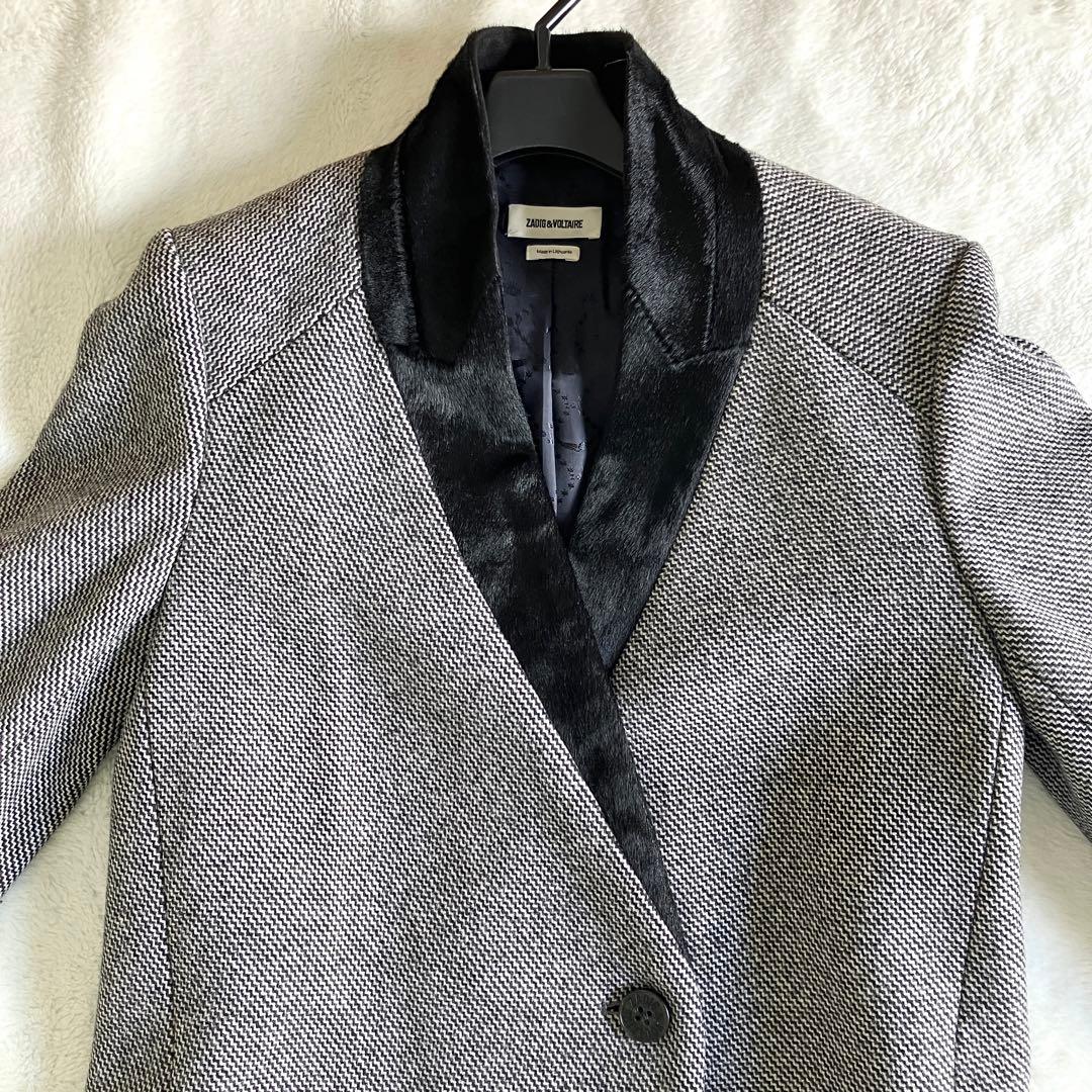 ザディグエヴォルテール 2019 ウール カーフ チェスターコート グレー