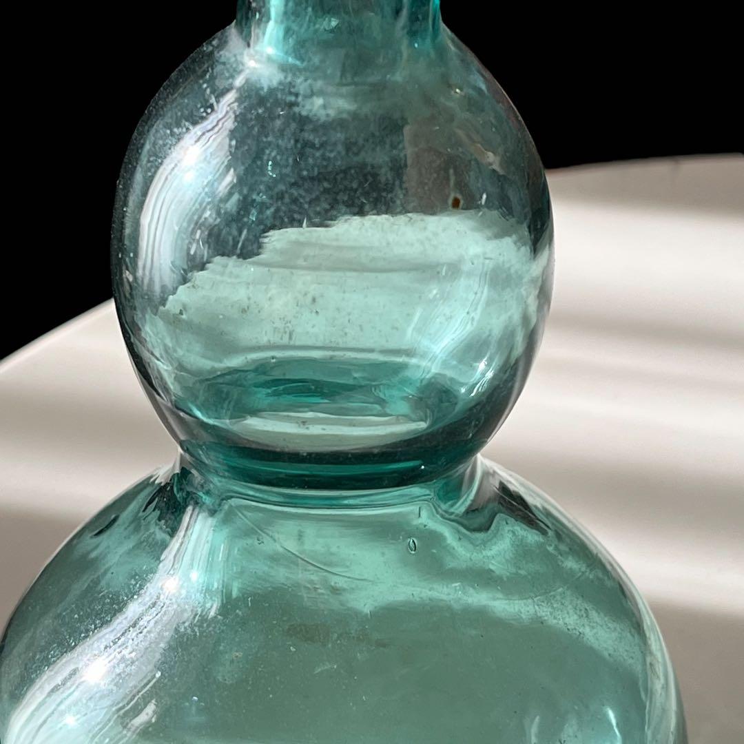 アンティーク 瓢箪ガラス瓶 ラムネ 吹きガラス 昭和レトロ 大正ロマン 骨董