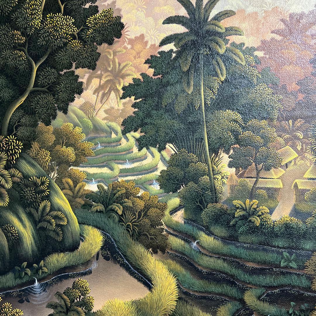 絵画熱帯の棚田風景油彩画