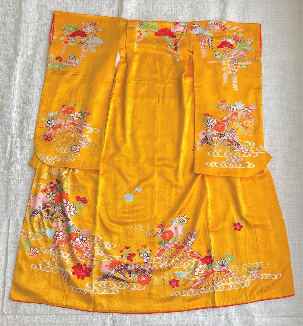 【年始特大セール】七五三 7歳着物 山吹色 正絹 千總【美品】