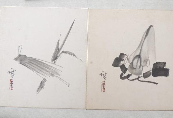 ● 広重 肉筆画 ●「 色紙画 十二ヶ月揃い 」共箱 / 廣重