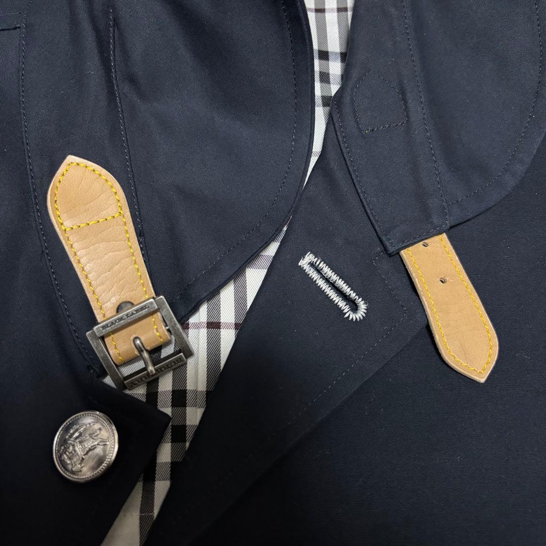 ☆*☆様 美品 バーバリーブラックレーベル マリンコート 銀ボタン ロゴ刺繍 黒