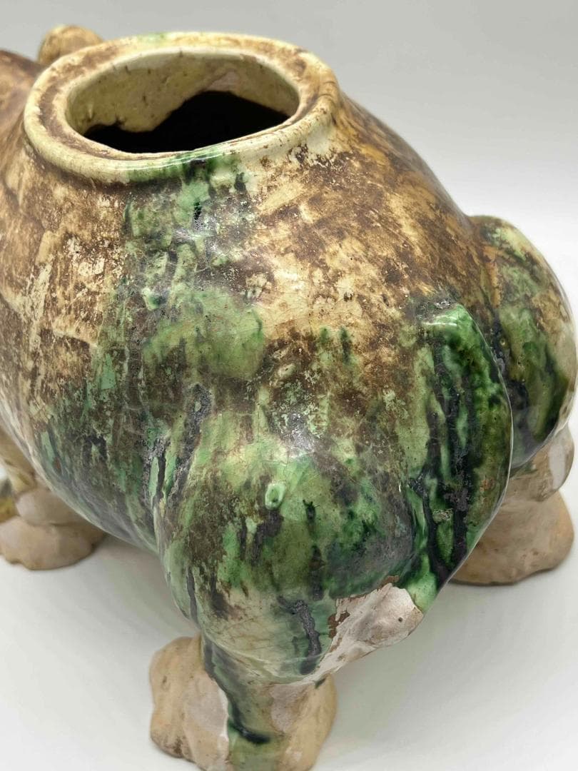 唐時代 唐三彩犀牛 極上品 【旧家旧蔵】 希少貴重 唐物(B-72)