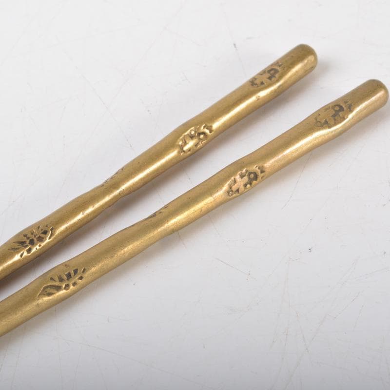 茶道具　黄銅　神獣文　火箸　三組まとめて　C　6466
