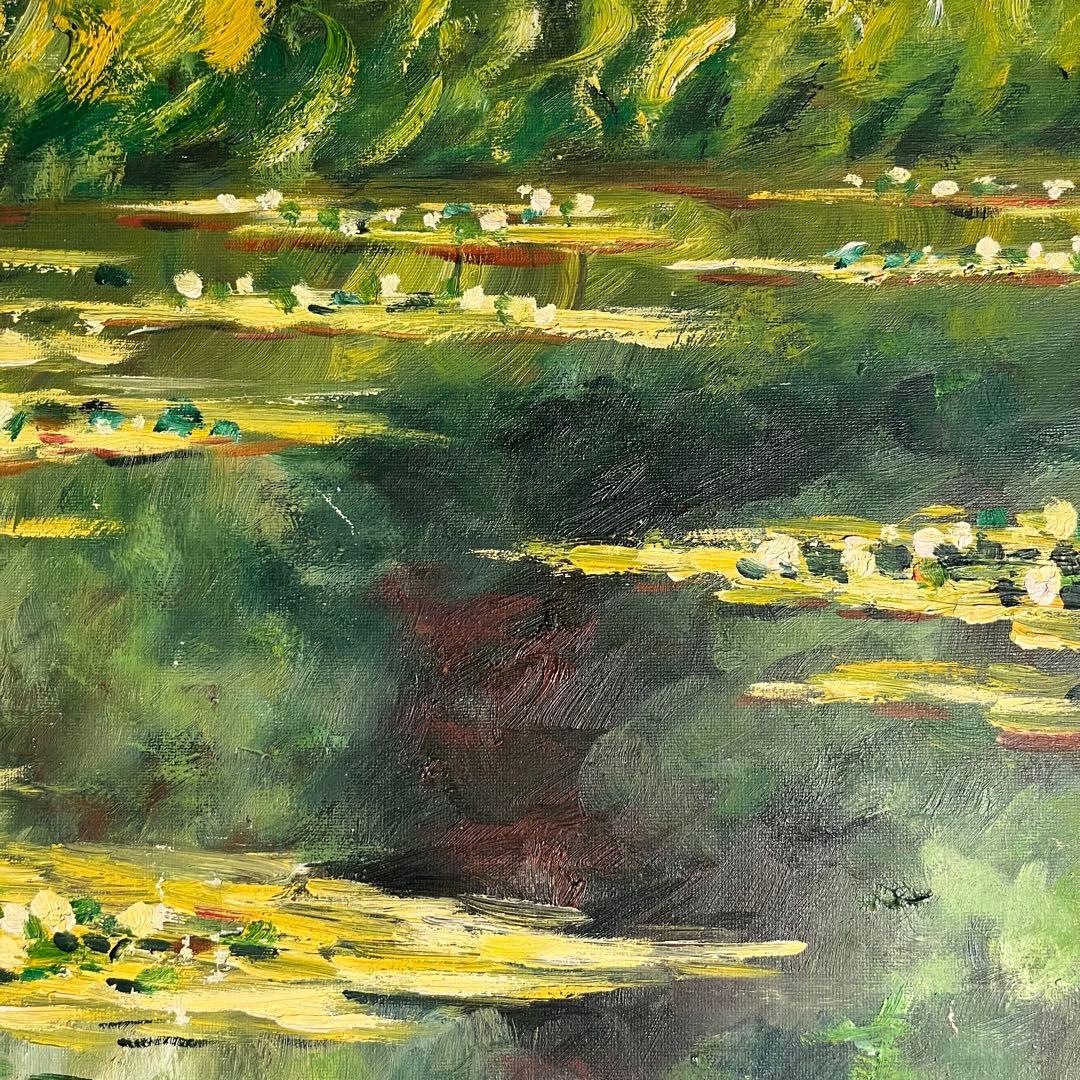 手書き油絵 モネ 睡蓮 肉筆絵画 額付き インテリア 油彩画 - メルカリ
