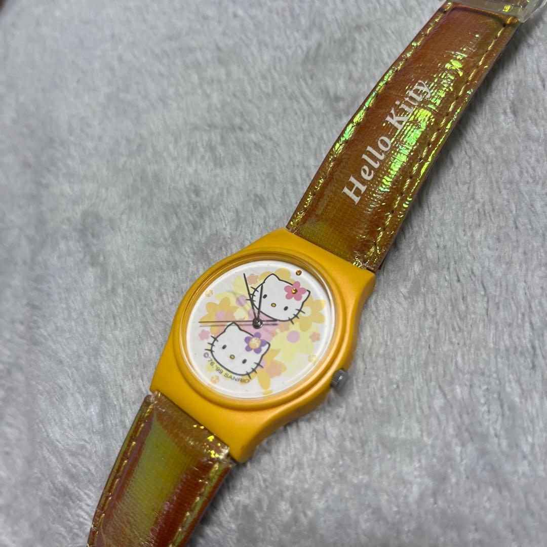 1999年製 ハローキティ 時計 イエロー 平成レトロ - メルカリ