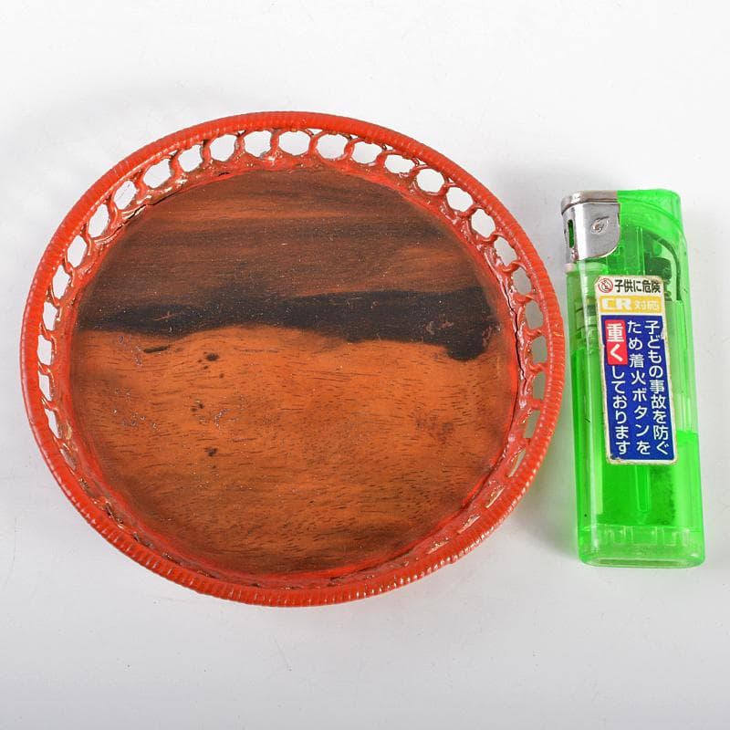 煎茶道具　船橋重郎作　黒柿藤編　銚座　共箱　D　R7108