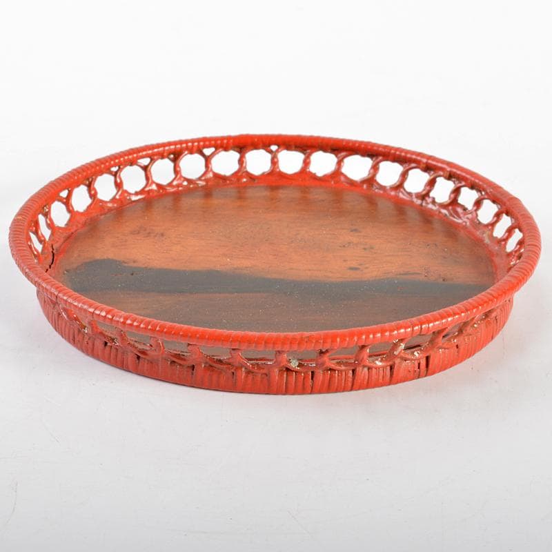 煎茶道具　船橋重郎作　黒柿藤編　銚座　共箱　D　R7108