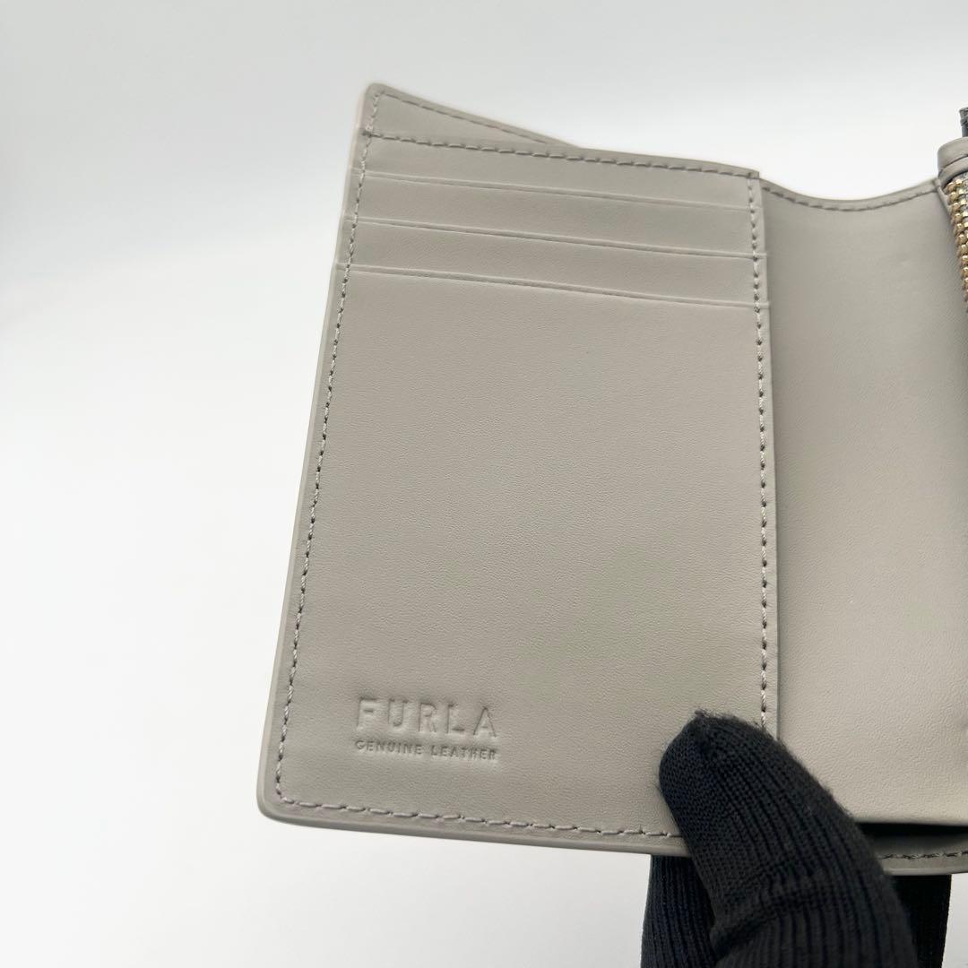 未使用級 FURLA フルラ 二つ折り財布 レザー バイカラー アーチロゴ