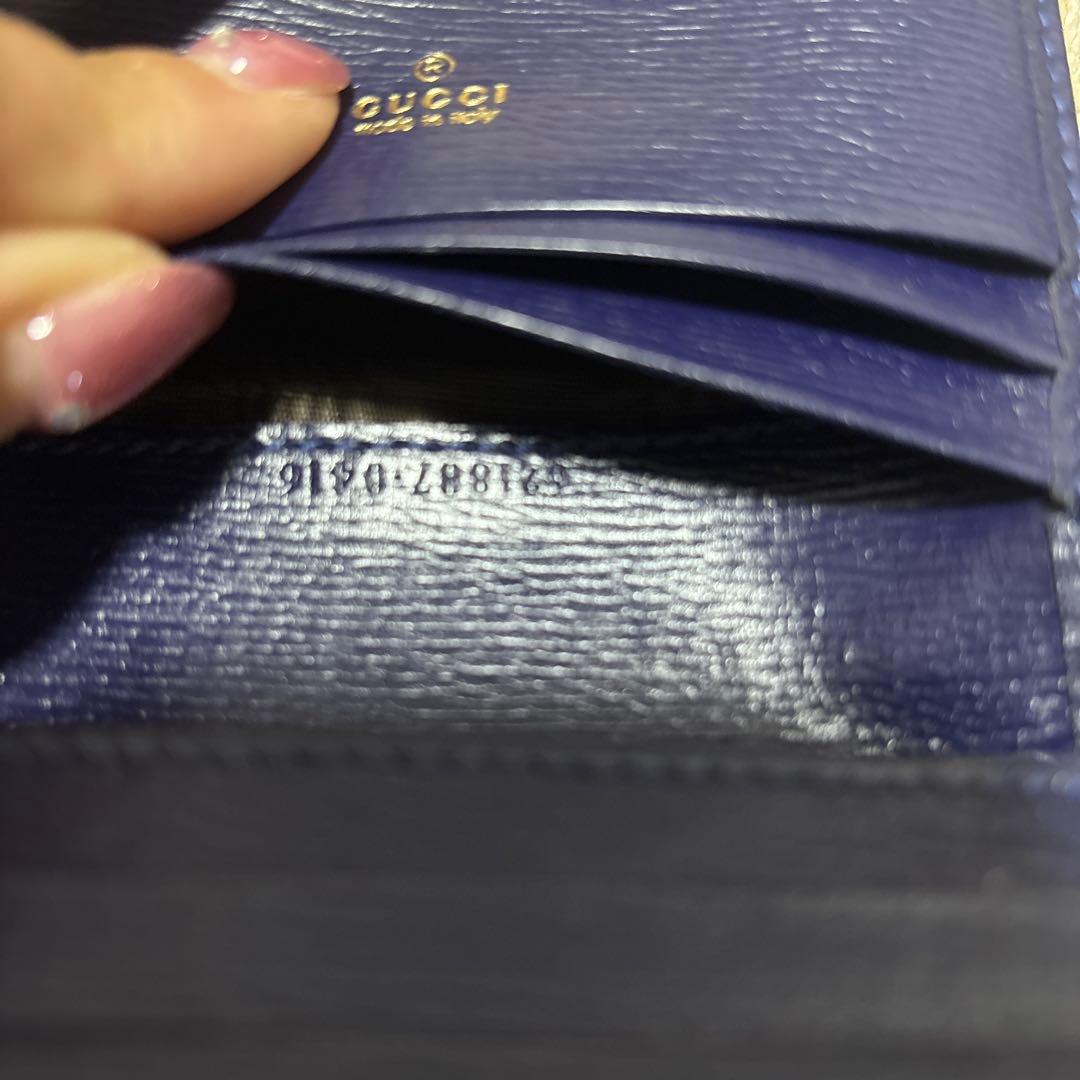 Gucci ドット柄 二つ折り財布 ネイビー レッド ミニ財布 折り財布