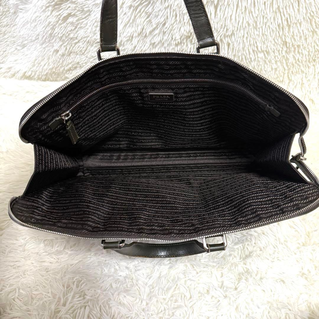 希少カラー✨PRADA サフィアーノ 三角ロゴ 2層 レザー A4ブリーフケース