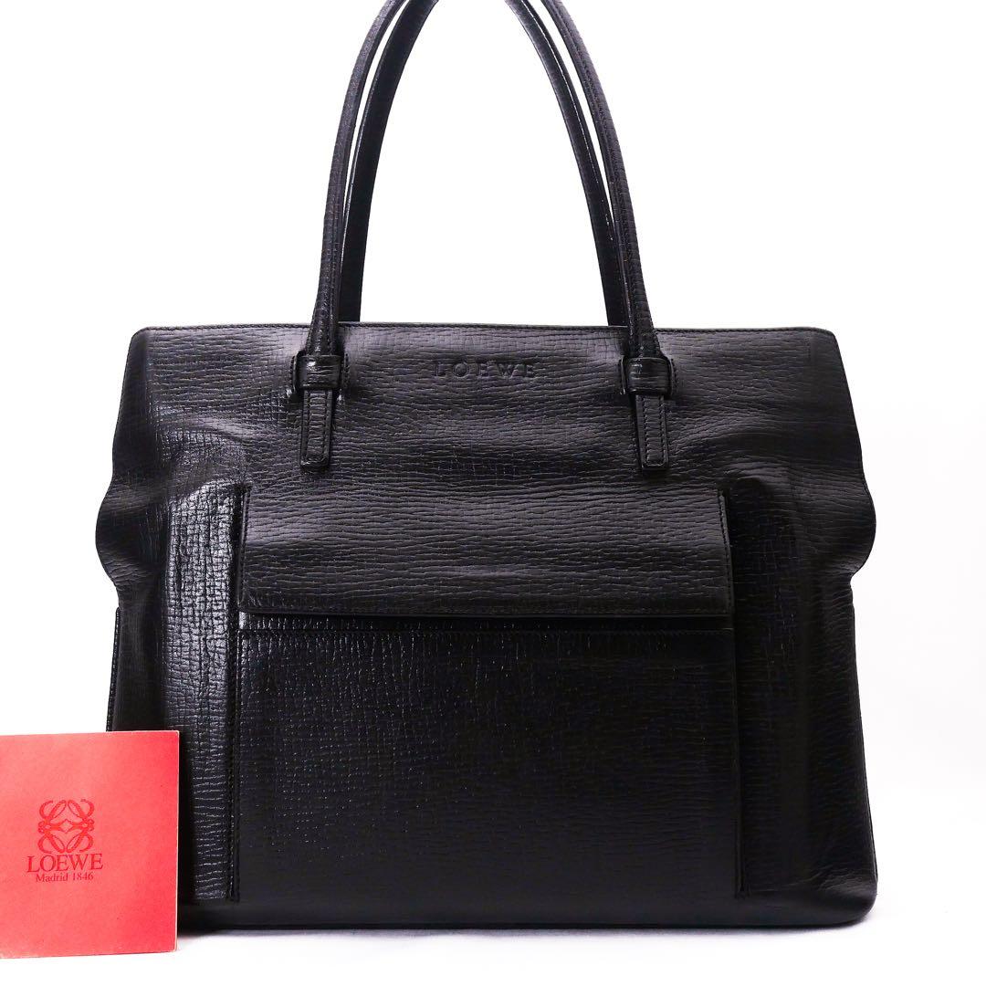 美品 LOEWE ロエベ レザー トートバッグ バッグ　黒 アナグラム ビジネス