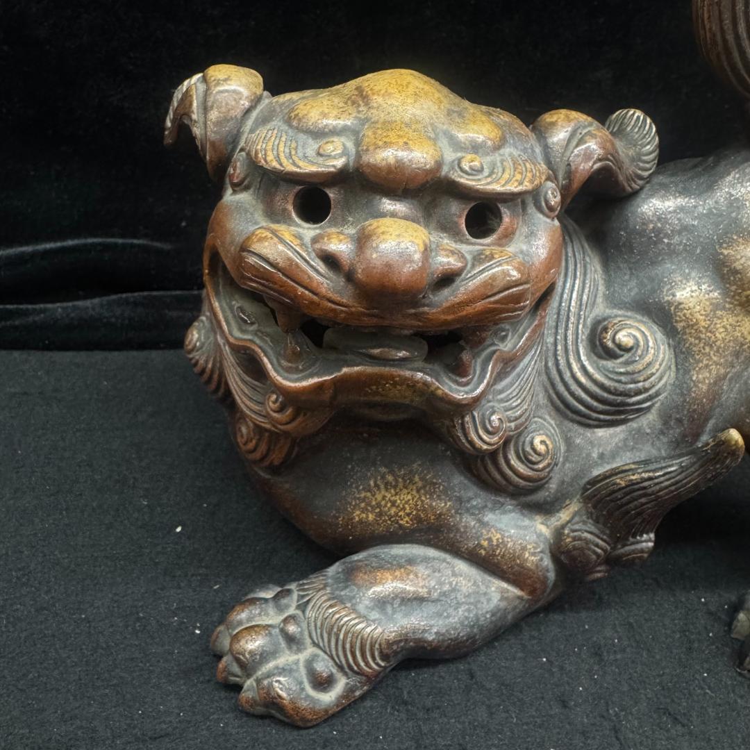 Kiki0623様専用 備前焼 狛獅子 獅子 骨董品 縁起物 古美術 26cm