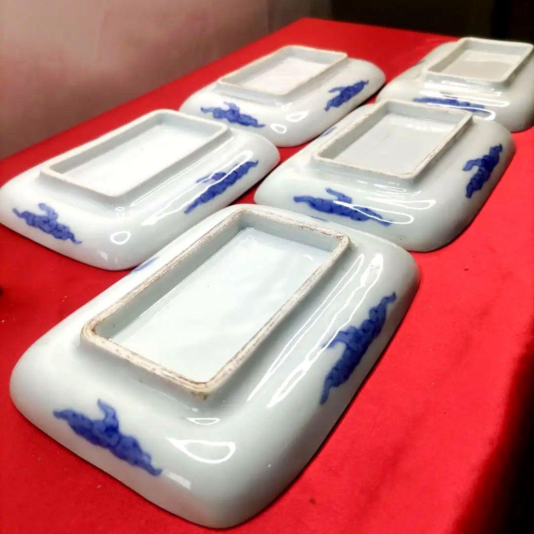 有田焼 伊万里焼 古伊万里 金彩 色絵 小皿 角皿 長角皿 刺し身皿 5客