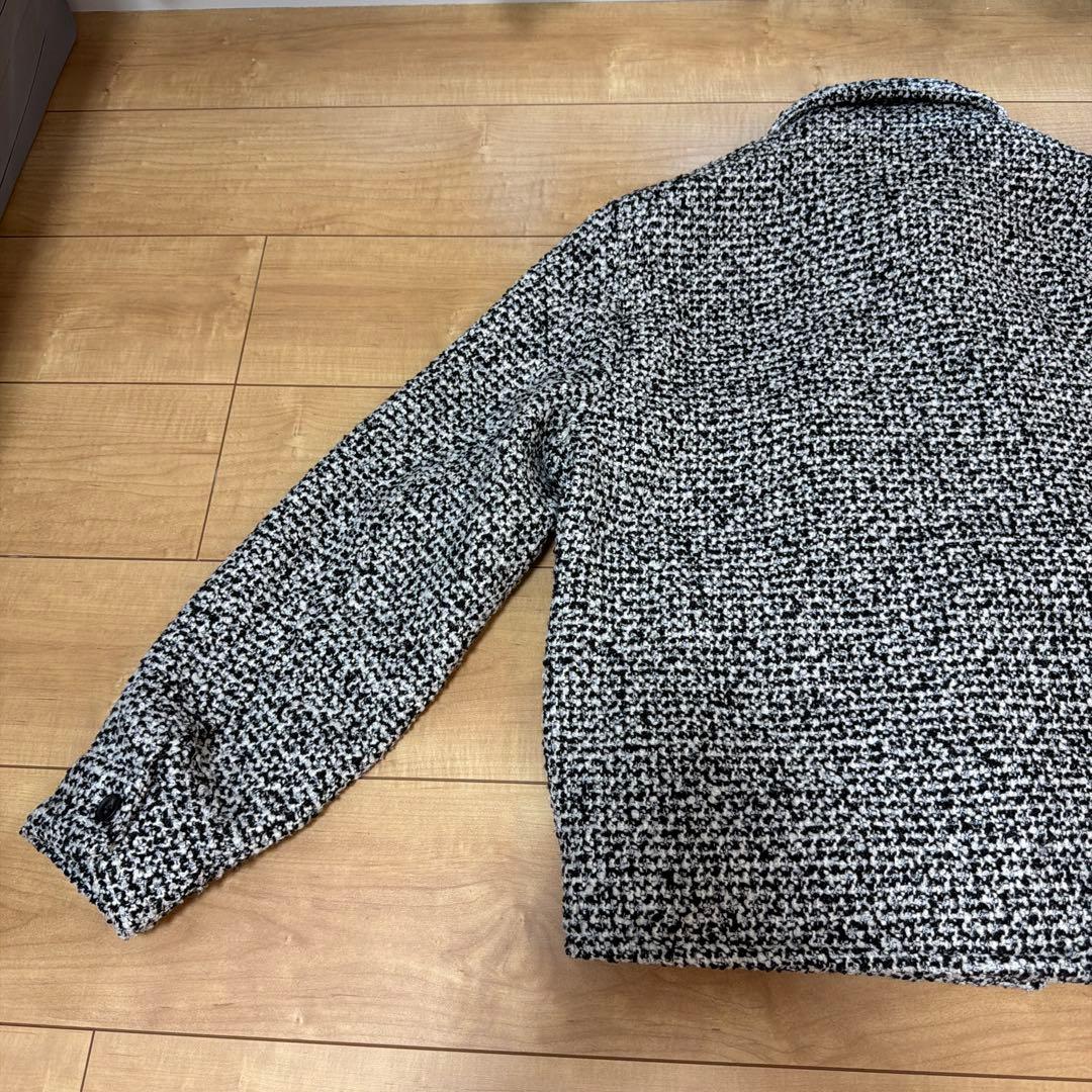 ZARA ザラ テクスチャードポケットシャツジャケット 白黒 ジャケット S