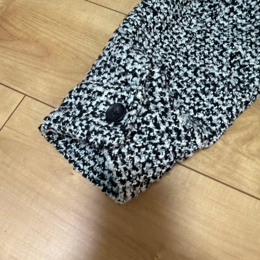 ZARA ザラ テクスチャードポケットシャツジャケット 白黒 ジャケット S
