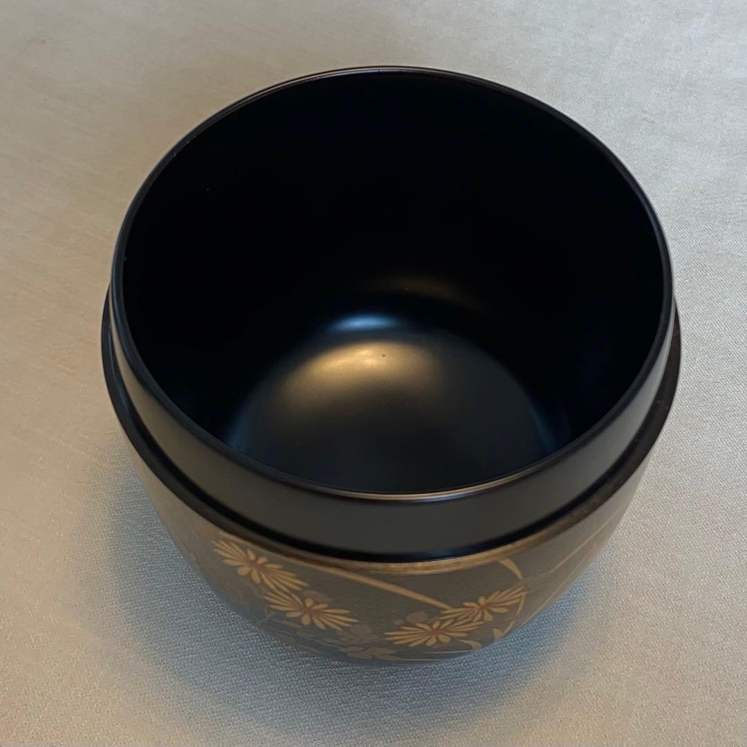 棗】茶道具 荒井正春作 利休型 漆器 梅 竹 蘭 菊 四君子蒔絵 共箱