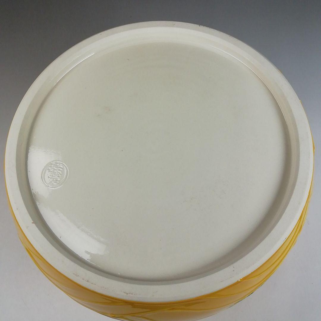 T922 水指 『黄交趾 四季草花花丸』『三室戸 造』 共箱 茶道具