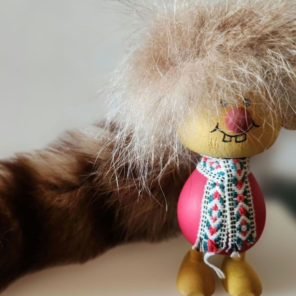 ヴィンテージ木製トロール人形 スウェーデン 北欧 工芸品 ファー