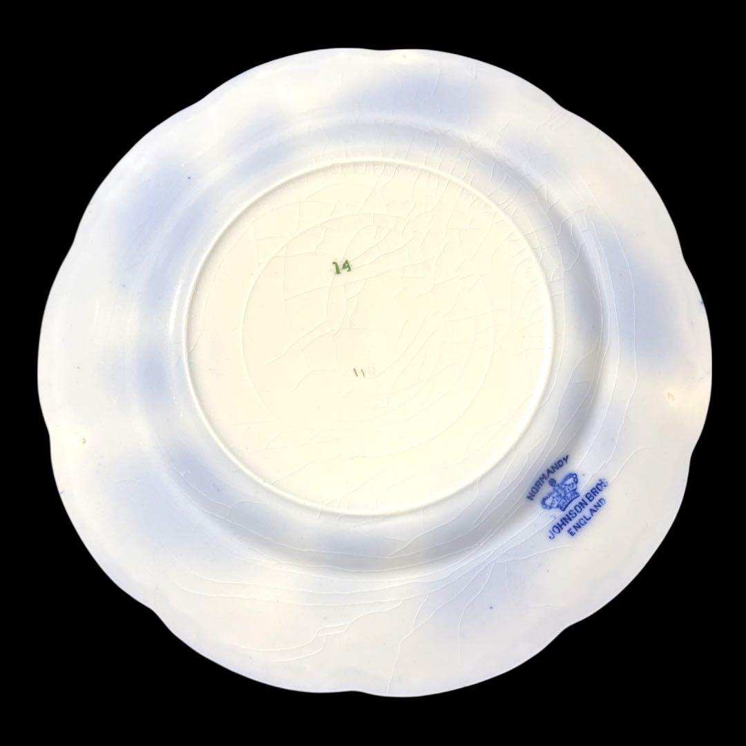 SALE】英国アンティーク19世紀 ジョンソンB ノルマンディーフローブルー皿