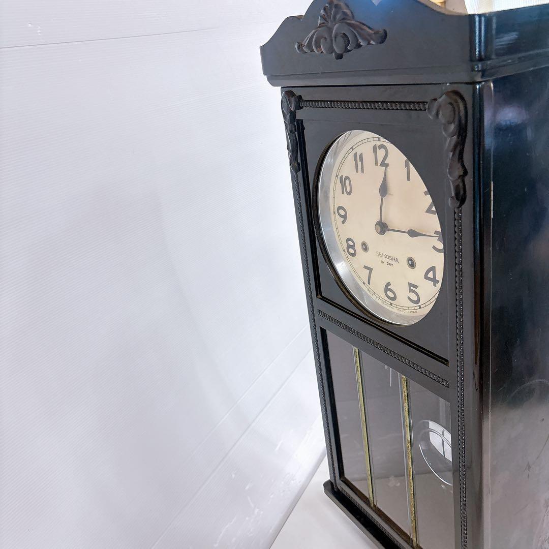 動作品 精工舎 宮型 壁掛け時計 柱時計 ロングタイプ 昭和レトロ・アンティーク