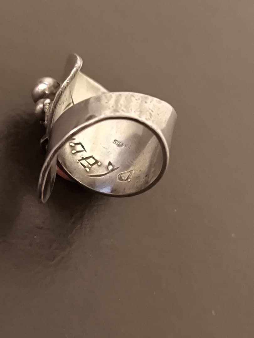 ヴィンテージ カメオ シルバー デザイン リング サイン入り