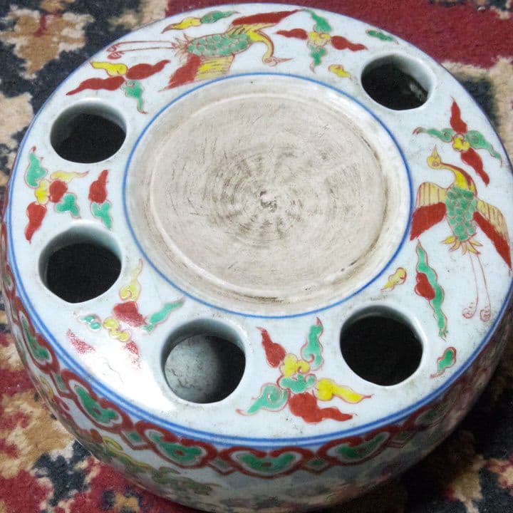 中国陶磁器 明赤絵唐子 硯 中国陶磁器明赤絵唐子硯