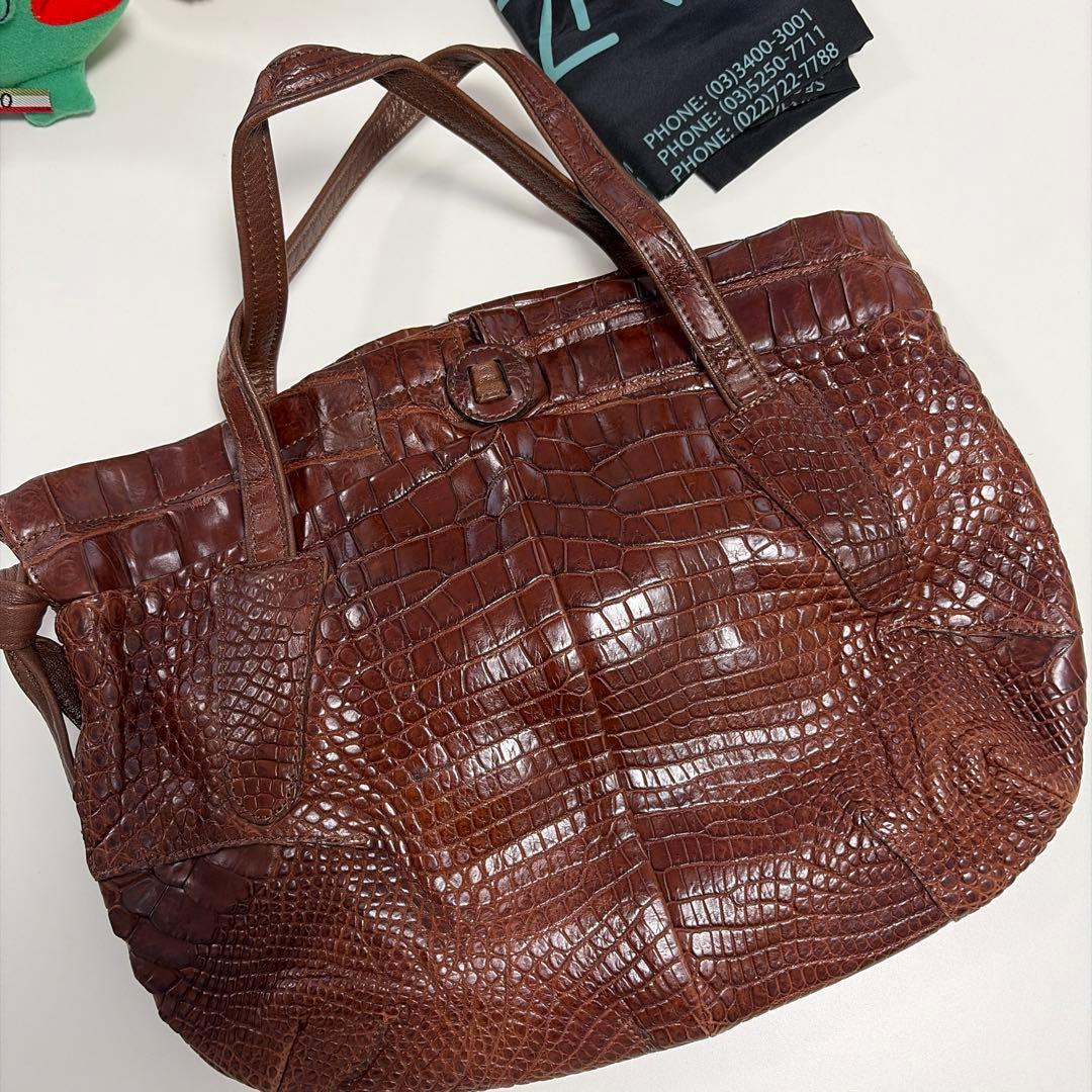 IBIZA ブラウン　ワニ革 ハンドバッグ　美品！