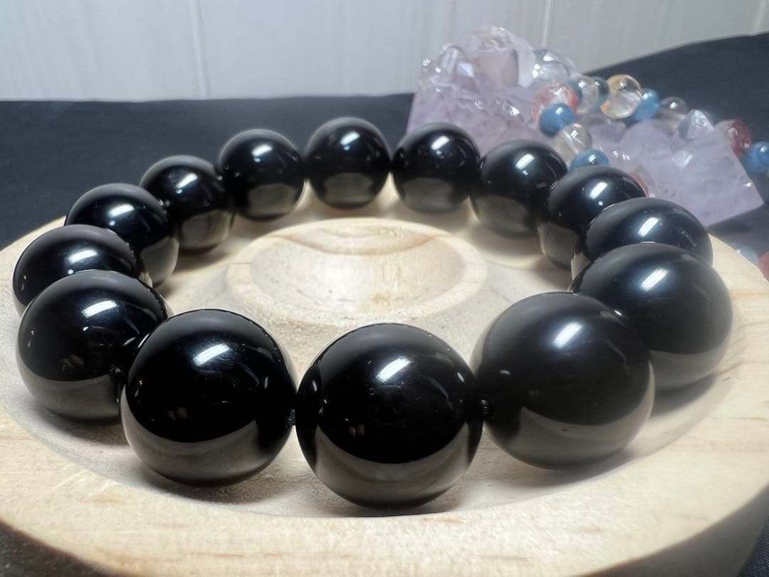 私のエネルギー吸いすぎた魔除けの王様⭐︎スターモリオン(黒水晶)ブレスレット