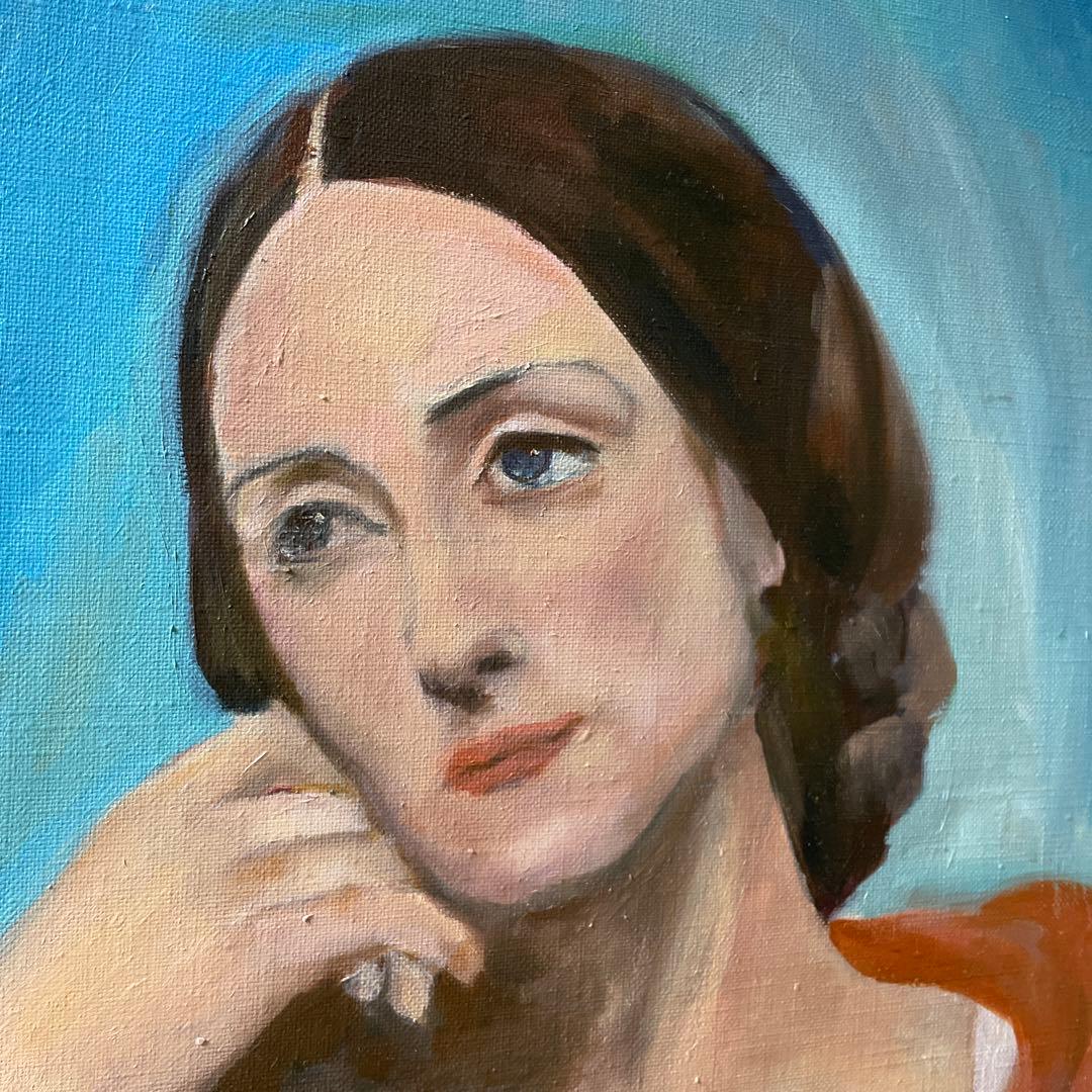 古典油絵　模写　中世紀人像  美人　アート　インテリア　上品　マリア