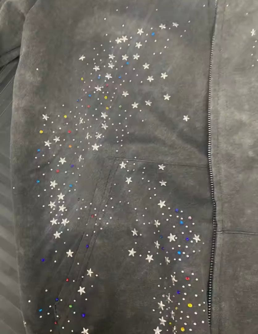 ラインストーンジップパーカー