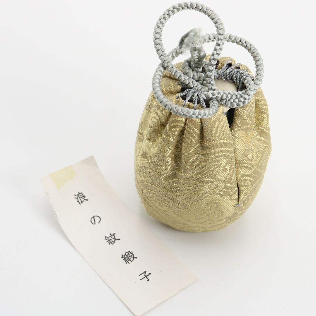 韓国人間文化財 池順鐸作 青磁鶴首茶入 浪の紋緞子仕