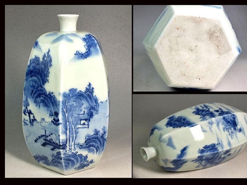 ☆ 平戸焼 染付六角徳利 江戸期 ☆A11 ☆ 平戸焼 染付六角徳利 江戸期 ☆A11 2025年最新】Yahoo!オークション