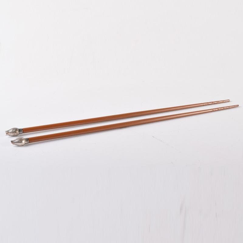 金工師　木村清五郎作　桐実頭飾火箸　共布共箱　V　7439