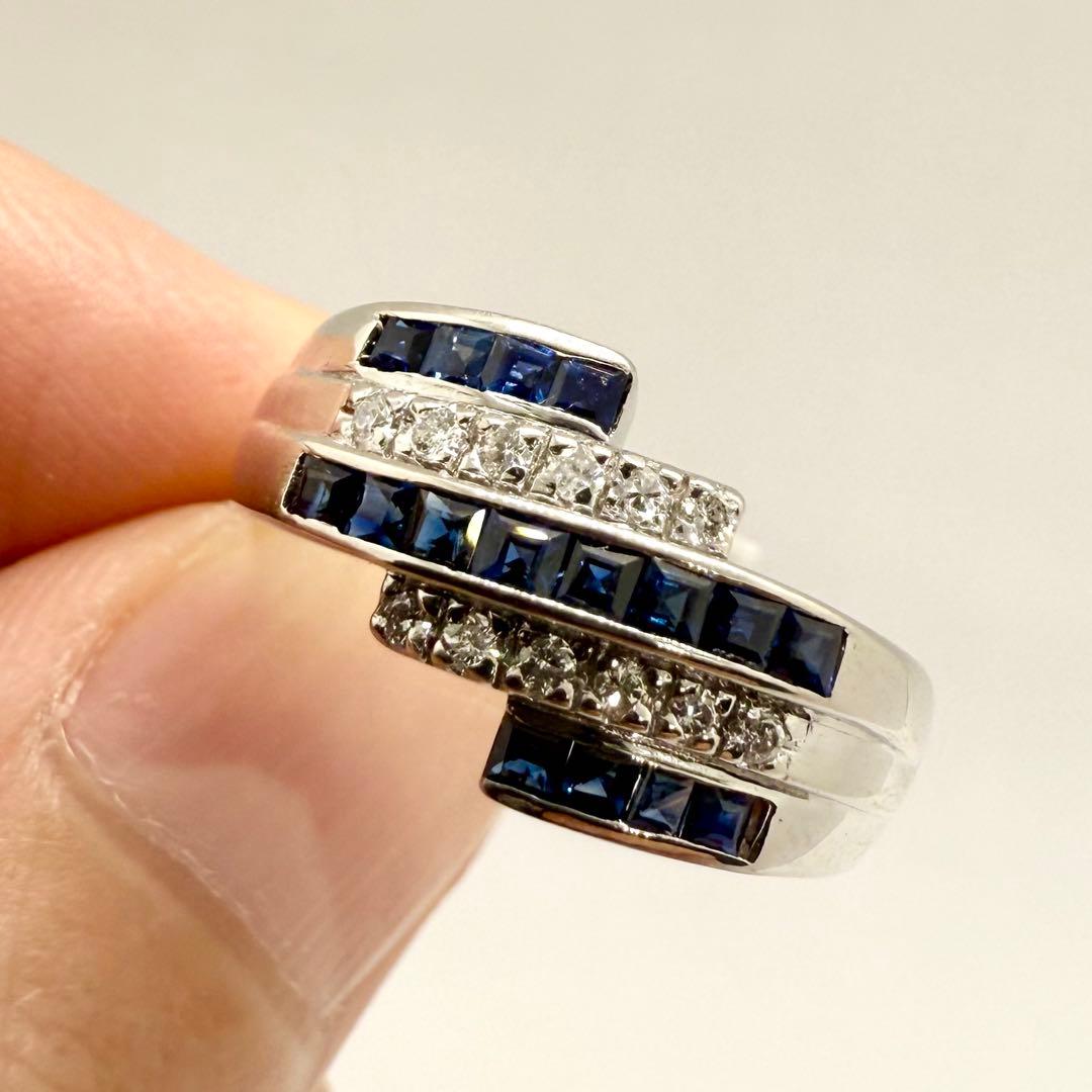 Pt900 ブルーサファイア 0.57ct ダイヤ 0.10ct リング