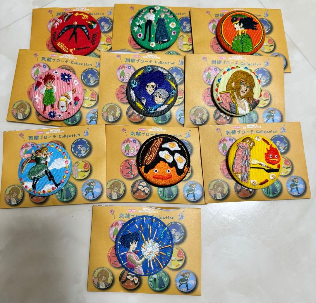 ジブリ/ハウルの動く城/缶バッジ/刺繍/ブローチ/カルシファー/ヒン