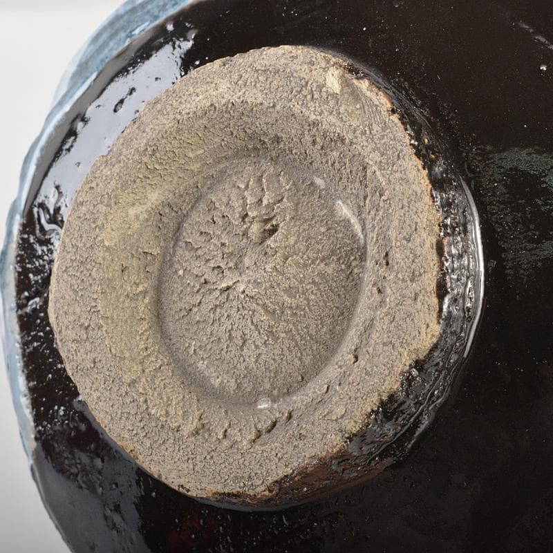 瀬戸焼 木村勝明（画仙斎白兎）作 染付 千寿老人文 筒茶碗 共箱 V