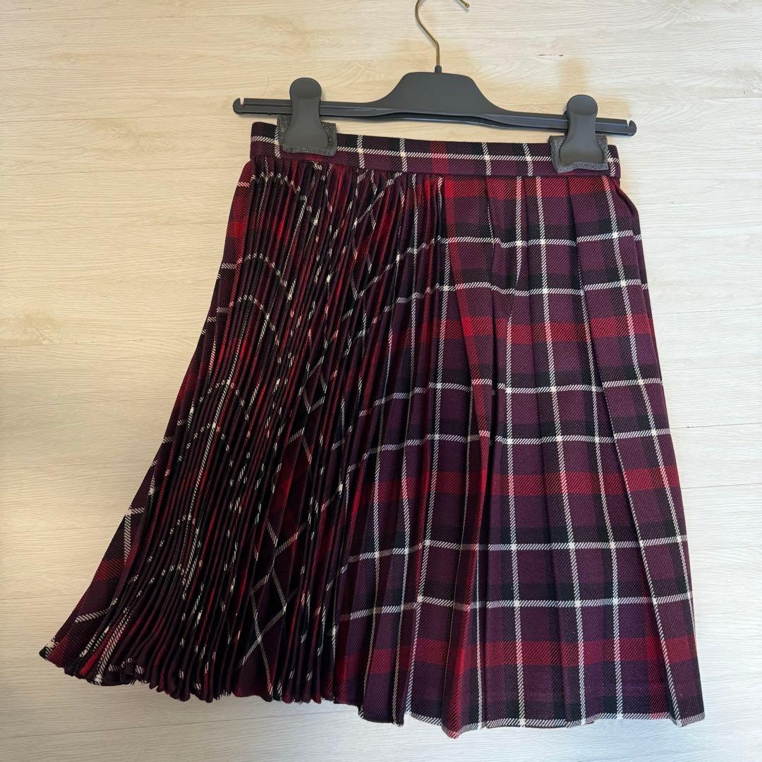 未使用☆正規品　Dior　赤チェック プリーツスカート　ラップスカート